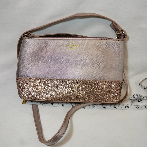 kate spade Handbags - Kate‎ Spade Rose Gold Glitter Crossbody Bag